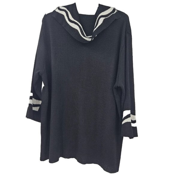 Roni Rabl Abstract Cape Cardigan Black/White Women’s Size M/L Artsy Art To Wear - Picture 2 of 11